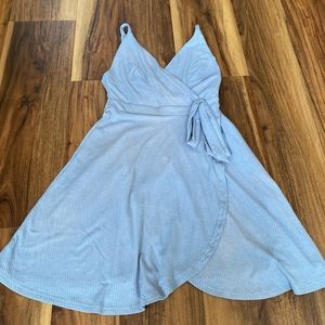 light blue she + sky wrap dress